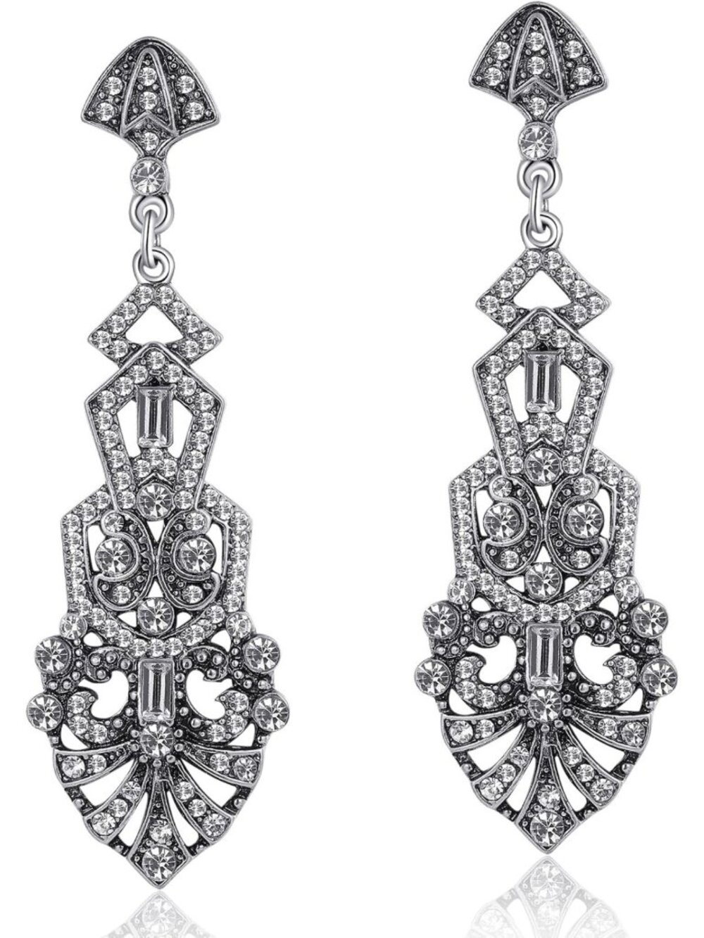 1920s Flapper Rhinestone Dangle Earrings | Great Gatsby Vintage Jewelry